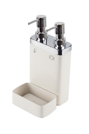 مُنْفَرِق الصابون السائل المزدوج من 2 قطع MNZ-Viva مع إسفنجة بيج M-e10-09 M-E10-09 - Prima Nova