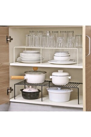 مجموعة من 2 رفات قابل للتوسع قابلة للتعديل المجلس منظمة المطبخ منظمة المطبخ بيج-أسود - Moniev