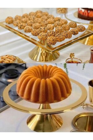 MNZ-2 قطعة فاخرة مستطيل ودور قدم كعكة وعرض الكعك - Fiyakalı Ürünler Atölyesi