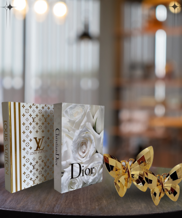 اثنان أنيقة من المنزل ناريبا لوي & ديور ديكورات الكتب الصندوق مجموعة من 2 & Poyamum ديكورات فراشة كائن مجموعة من 2 - Nariba