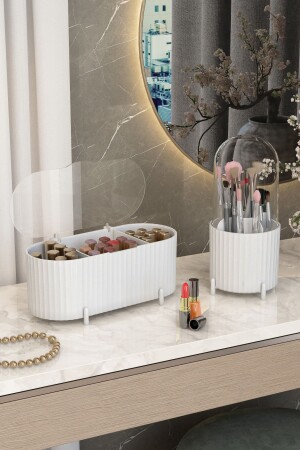 مجموعة من مكنولوجيا مكياج و منظمة التجميل منظمة نظافة مع غطاء شفاف 2 قطع - Pufwin Home