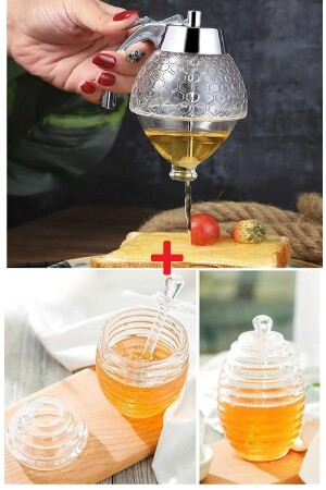 مجموعة من 2 علبة عسل أكريلي مع ملعقة عسل زجاجة عسل طائر + علبة عسل بالماتيكيه طاهيني سائل مع مضخة RELAT - RELATOS