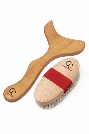 مجموعة من 2 فرشات وبرشات تدليك من السيلوليت الطبيعي للشعر الخيول (نموذج كلاسيكي) - Comesbeauty