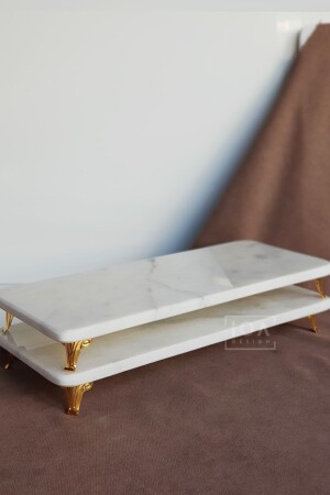 مجموعة من 2 ركنات عرض الرخام الرقمي الحقيقي - الساق الذهبية SNM-DAMLA - ioadesign