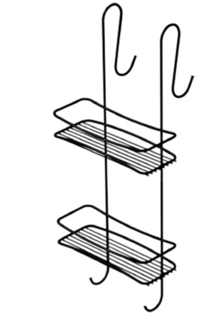2-stöckiges schwarzes hängendes Badezimmer-Duschregal, Seifenschale, Shampoo-Halter, Duschkabine, Handtuchhalter. Verwenden Sie das Regal als - 5