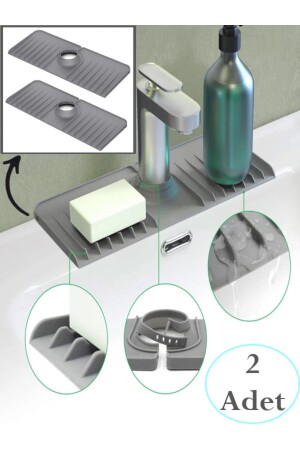 2 Stück elastische Wasserhahnmatte, Wasserhalter-Organizer, rutschfeste Basis-Organizer für Küche, Badezimmer, Waschbecken BAYEV-ARİSPASTRAINER2PCS - 1