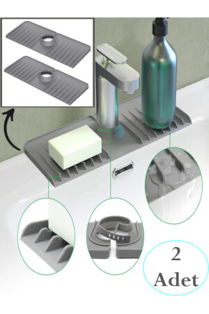 2 Stück elastische Wasserhahnmatte, Wasserhalter-Organizer, rutschfeste Basis-Organizer für Küche, Badezimmer, Waschbecken BAYEV-ARİSPASTRAINER2PCS - 2