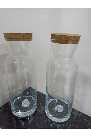 2 Stück Glaskaraffe mit Korkdeckel, Wasserflasche, Saftflasche Pasabahce 1 l – 27 cm ODI99990767 - 5