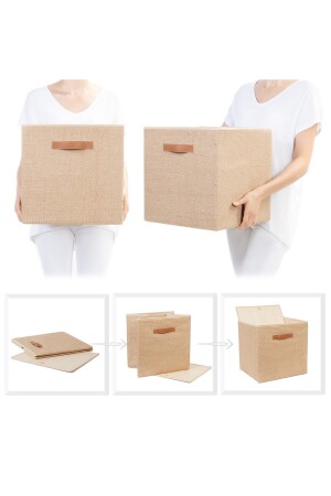 2 Stück Jute-Schrank, Wäsche-Spielzeug-Organizer, zusammenklappbarer Aufbewahrungsbox-Organizer, 33 x 30 x 33 OCH. 000. SATZ. 166 - 6