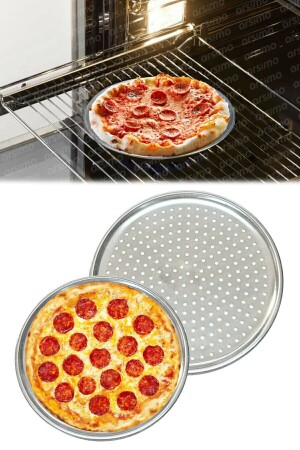 2 Stück perforiertes Pizzablech aus Stahl 32 cm (MITTELGRÖSSE) VP256951 - 4