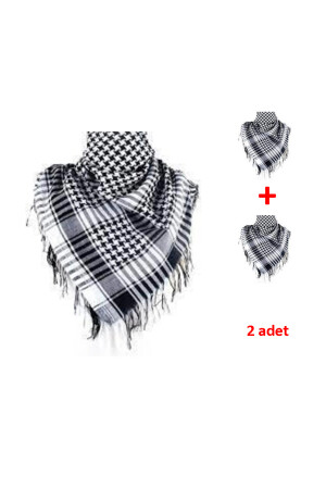 2 Stück Pushi von höchster Qualität – Pushi für Damen und Herren, palästinensisches Schwarz-Weiß-Keffiyeh-Modell, quadratischer Pushi - 3