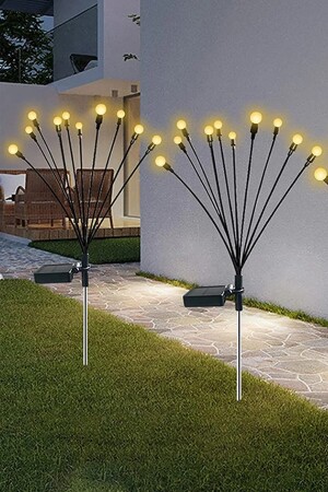 2 Stück solarbetriebene Glühwürmchen-Blumenlampe mit 6 LEDs und 12 LED-Lichtern - 1