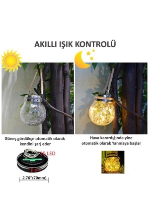 2 Stück Solarbetriebene Pendelleuchte Glas LED Globus Gartenbeleuchtung Dekoration Balkonlampe 0TJBDAYCK3 - 5