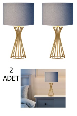 2 Stück Veronika Moderner Goldbein-Stoffkopf Tischlampen-Lampenschirm VERONİKA2PCS - 1