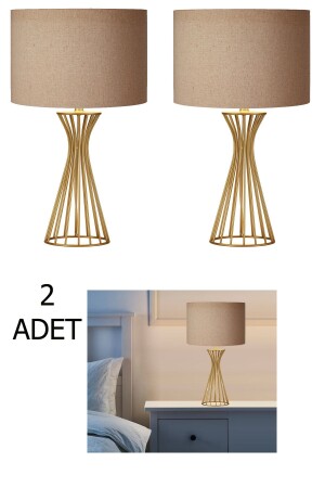 2 Stück Veronika Moderner Goldbein-Stoffkopf Tischlampen-Lampenschirm VERONİKA2PCS - 1