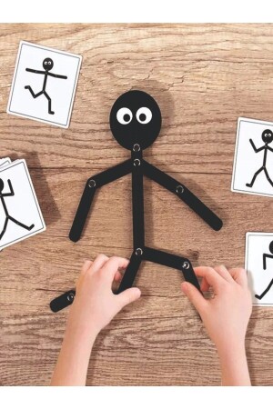 2 Stücke Holzpädagogisches Spielzeug Montessori Stickman Holzspielzeug Holzpuzzle Aktivität Lernpuzzle TYCIDA1OYN169083942639344 - 4