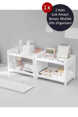 2-stufiger Mehrzweck-Make-up-Organizer – Regal-Organizer für Küche, Badezimmer, Büro – 1 Stück - 2