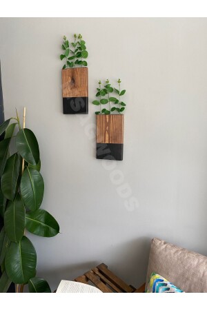 2-teilige Blumenschale aus Holz, für Küche, Bad, künstliche Blume, Balkon, Wintergarten, Zuhause, Geschenk, Mitgift, Bohemian, rustikal - 9