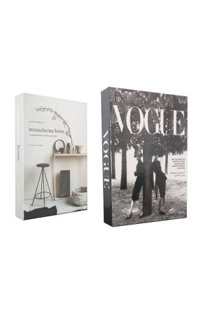 2-teilige dekorative Box im Buch-Look, einfarbig, Home & Vogue Two Women-Thema bay2li2423 - 1