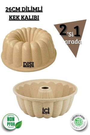 2-teilige Kuchenform aus Aluminiumguss (Nerz), 26 cm, eng geschnitten, Mitgift-Set, Granit - 3