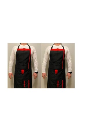 2-teilige Küchenschürze für Kellner, Koch, Chef, Service, Neckholder, Knopftasche, Unisex - 2