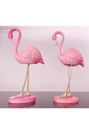 2-teilige rosafarbene Flamingo-Deko-Souvenirfigur aus Polyester - 2