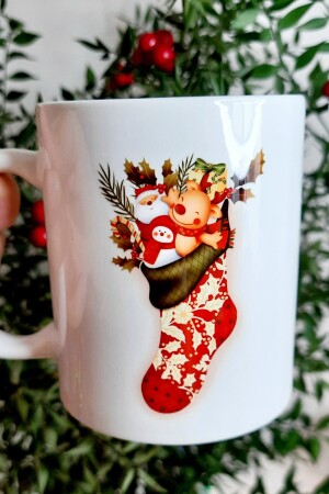 2-teilige Tasse mit Aufdruck „Weihnachten, Neujahr, Weihnachtsmann und Weihnachtsstrumpf“, bedruckt – Weihnachten – Weihnachtsgeschenk BRK054 - 3