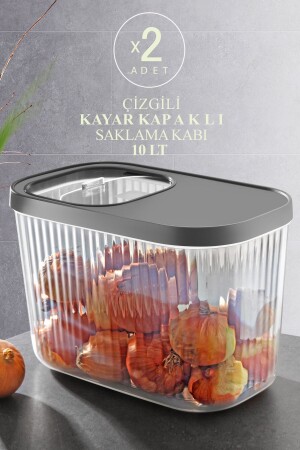 2-teiliger 10-Liter-Aufbewahrungsbehälter für gestreifte Kartoffeln und Zwiebeln – Aufbewahrungsbox für Reinigungsmitteltabletten mit Schiebedeckel MCH09262 - 2