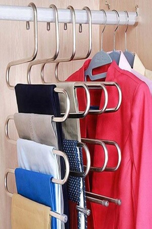 2-teiliger 5-lagiger Schrank-Organizer aus Metall für Hosen, Schals und Schals - 3