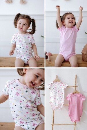 2-teiliger Kurzarm-Baby-Body aus 100 % Baumwolle - Lilabio