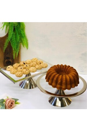 2-teiliger luxuriöser silberfarbener Präsentationsständer für Kuchen und Gebäck mit rechteckigem und rundem Fuß, Mitgifthalter 2liyuvdikdpasta - 6