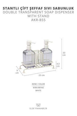 2-teiliger transparenter Flüssigseifenspender mit weißem Ständer - 3