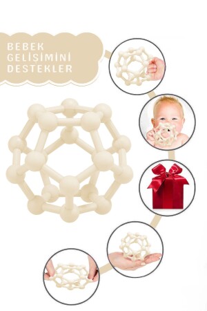 2-teiliges Baby-Beißring-Set – Beißring-Handball – Silikon-Baby-Beißhandschuh Beige - 4