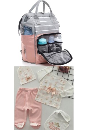 2-teiliges, funktionelles Babypflege-Rucksack-Set aus 100 % Baumwolle für die Entlassung aus dem Krankenhaus und wasserdicht, schmutzabweisend, 2632169 - 1