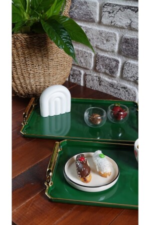 2-teiliges grünes Tablett Präsentation dekoratives Heimgeschirr Küche Tee Kaffee Tablett LCA348211 - 3