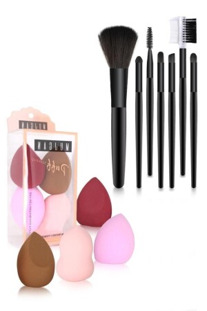 2-teiliges Make-up-Set, 7-teiliges Pinselset + 4-teiliger Make-up-Schwamm - 2