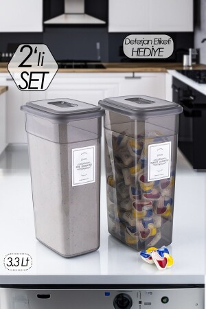 2-teiliges Mehrzweck-Aufbewahrungsbehälter-Set für Pulver und Tabletten mit Rautenetikett, 3,3 l KARMA04004 - 1