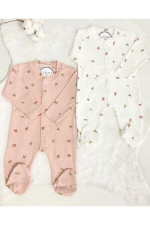 2-teiliges Overall-Set für Babys mit Blumenmuster, Neugeborene 1–3–6 Monate - 1