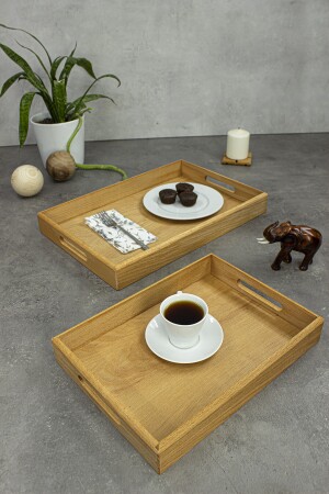 2-teiliges Präsentationstablett und dekoratives Tablett aus Matru-Holz EtkaDizayn0009 - 3