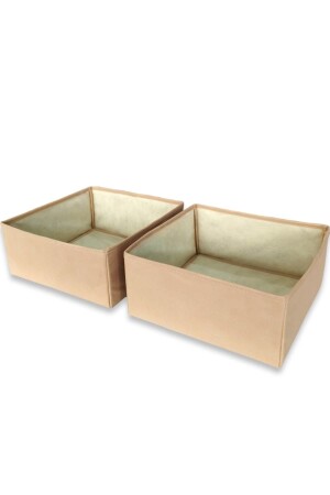 2-teiliges Schubladen-Organizer-Set in Beige – Mehrzweck-Schrankbox-Set (28 x 28 x 13 cm) - 2