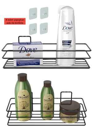 2-teiliges selbstklebendes Küchen- und Badezimmer-Organizer-Regal/Badezimmer-Zubehör, Shampoo-Halter, Duschkabine, Küchenregal - 1