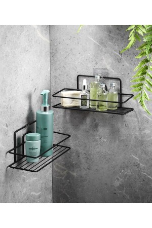 منظمة حمام التشويش الملتصق بمضمون الشامبو رف دش أسود 2 قطع Tş-01 PRA-7848372-5787 - Sas Haus