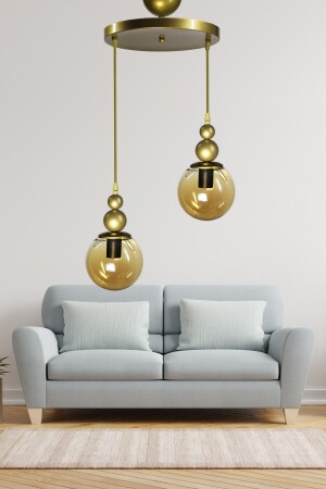 مـنـز-فينوس - 2 قطعة مصباح معلق قديم النموذج الأصلي عسل زجاج غرفة المعيشة غرفة النوم - VEDA AVİZE