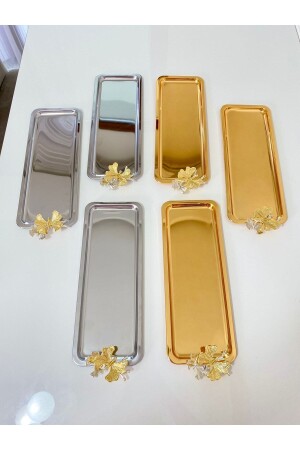 2 verschiedene Farben Luxus-Butterfly-Gold, Silber-Stabservice, Tee, Kaffee, Leckereien und Präsentationstablett 6BTNKBK6 - 3