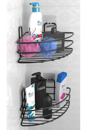 مجموعة من 2 غرف حمام زاوية رف حمام شامبو حامل الحائط منظمة منظمة رف - Zabata