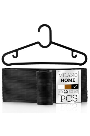 ملابس من المنتج (منز) معلقة القميص معلقة القميص معلقة لا يمكن كسرها 20 قطعة مجموعة سوداء 20 سوداء - Milano Home