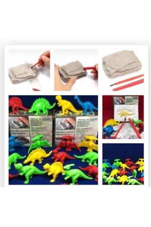 20 Ad Renkli Dinazor Arkeolojik Kazı Kiti Eğitici Öğretici Bilim Aktivite Faaliyet Dinozor Tür Seti - 4