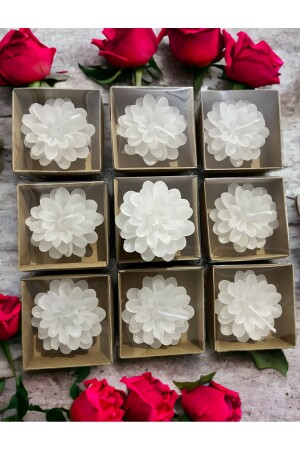 20 Adet Kraft Kutulu Lotus Çiçeği Mum- Hediyelik- Nişan- Düğün- Sünnet- Söz- Kına- Doğum Günü - 1