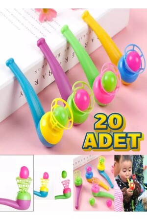 20 Adet Saksafon Pipet Top Üfleme Oyunu Popit Eğitici Oyuncak 6055394-30111 - 2