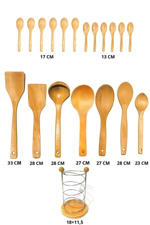 20 Parça Bambu Ahşap Kaşık Tahta Spatula Servis Seti-kaşıklık YNGN.STNDLI.ST - 3